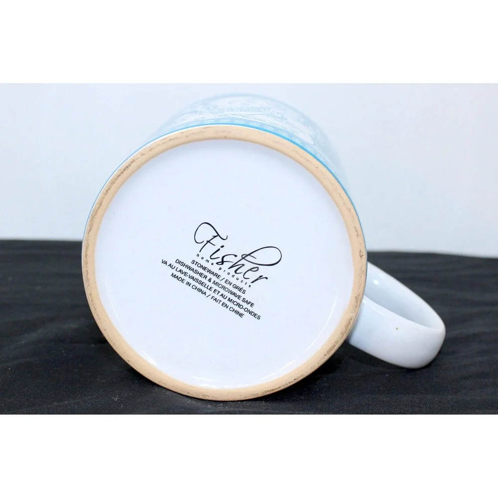 Fisher Home Products Ganesha Spiritual Quote Stoneware Mug Blue White - Picture 6 of 6